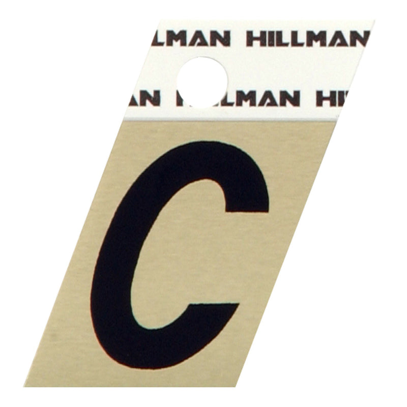 HILLMAN - Hillman 1.5 in. Reflective Black Aluminum Self-Adhesive Letter C 1 pc - Case of 6