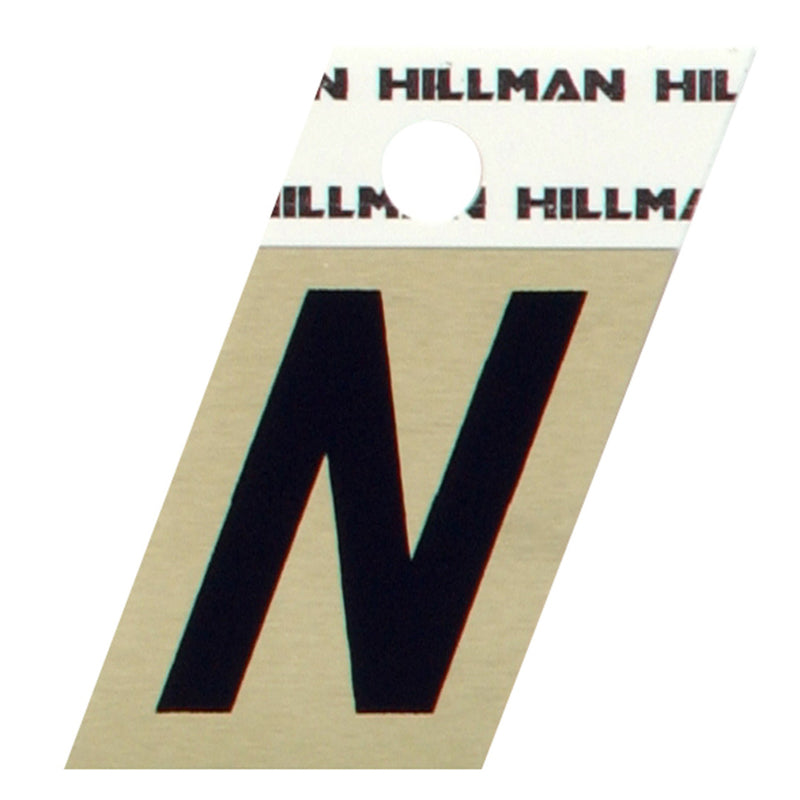 HILLMAN - Hillman 1.5 in. Reflective Black Aluminum Self-Adhesive Letter N 1 pc - Case of 6