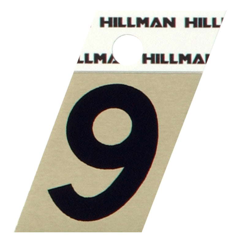 HILLMAN - Hillman 1.5 in. Reflective Black Aluminum Self-Adhesive Number 9 1 pc - Case of 6