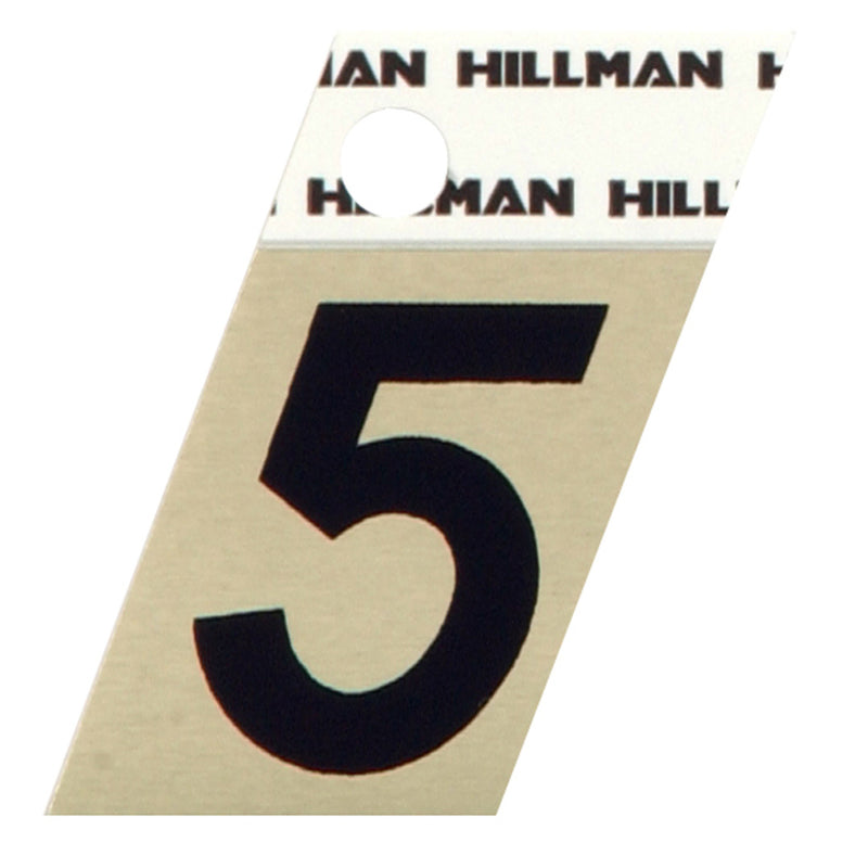 HILLMAN - Hillman 1.5 in. Reflective Black Aluminum Self-Adhesive Number 5 1 pc - Case of 6