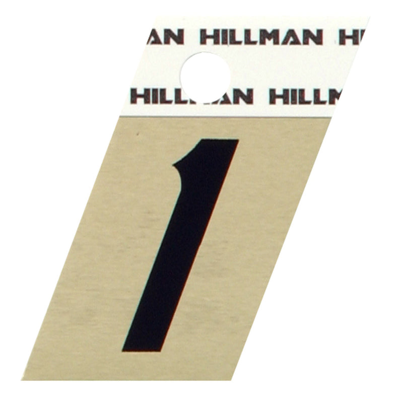 HILLMAN - Hillman 1.5 in. Reflective Black Aluminum Self-Adhesive Number 1 1 pc - Case of 6