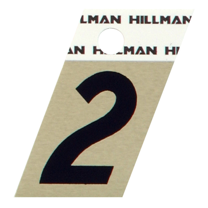 HILLMAN - Hillman 1.5 in. Reflective Black Aluminum Self-Adhesive Number 2 1 pc - Case of 6