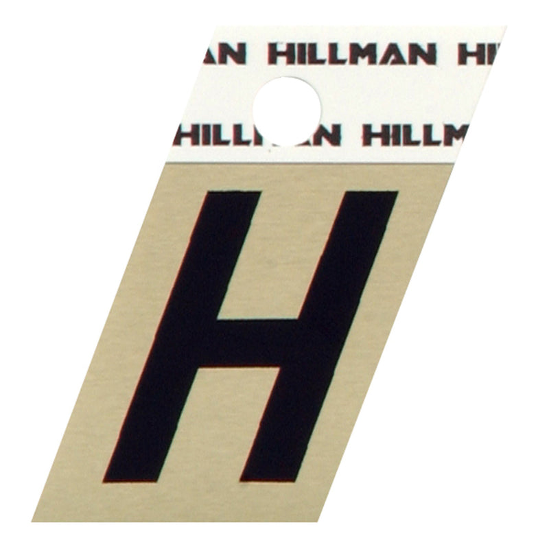 HILLMAN - Hillman 1.5 in. Black Aluminum Self-Adhesive Letter H 1 pc - Case of 6