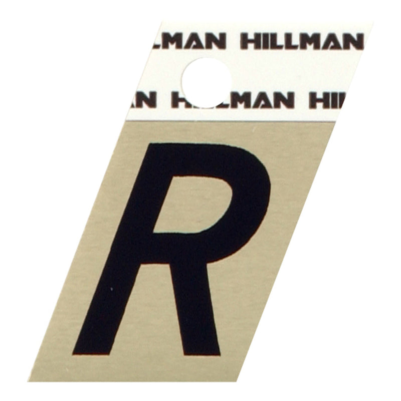 HILLMAN - Hillman 1.5 in. Reflective Black Aluminum Self-Adhesive Letter R 1 pc - Case of 6