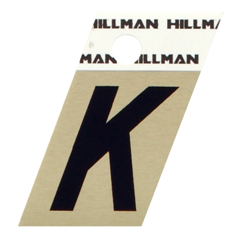 HILLMAN - Hillman 1.5 in. Black Aluminum Self-Adhesive Letter K 1 pc - Case of 6