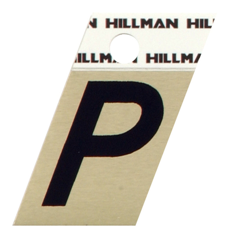 HILLMAN - Hillman 1.5 in. Reflective Black Aluminum Self-Adhesive Letter P 1 pc - Case of 6