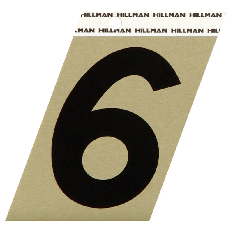 HILLMAN - Hillman 3 in. Reflective Black Vinyl Self-Adhesive Number 6 1 pc - Case of 3 [840564]