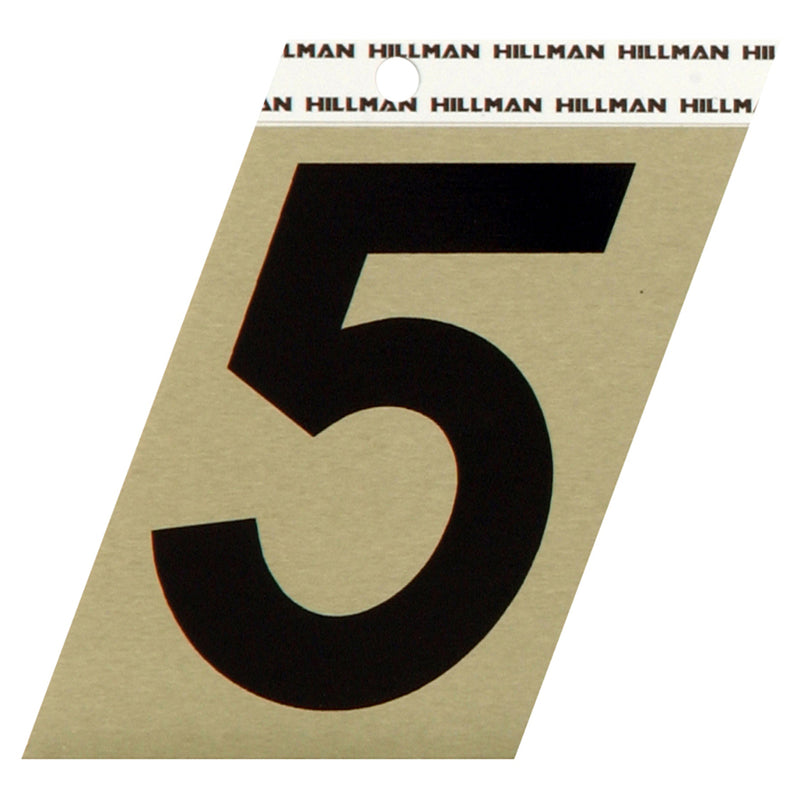 HILLMAN - Hillman 3 in. Reflective Black Vinyl Self-Adhesive Number 5 1 pc - Case of 3 [840562]