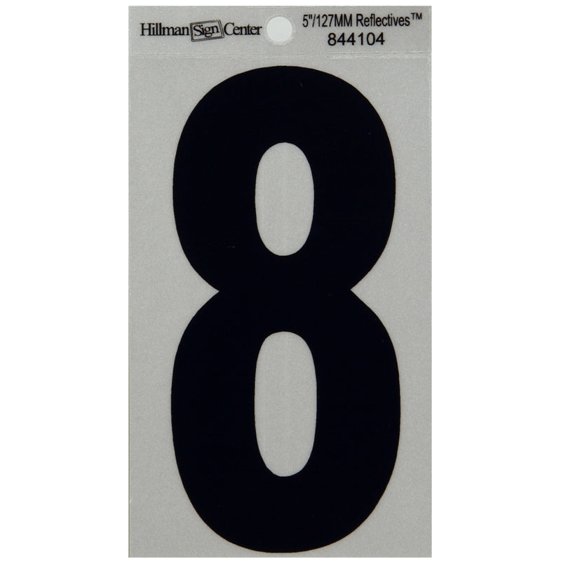 HILLMAN - Hillman 5 in. Reflective Black Vinyl Self-Adhesive Number 8 1 pc - Case of 6