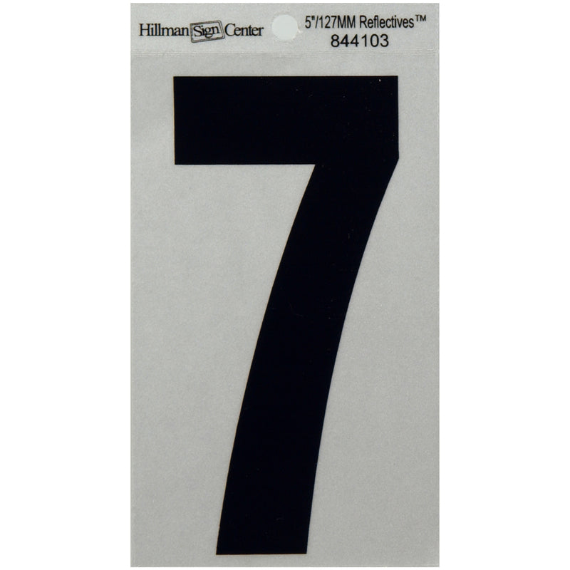 HILLMAN - Hillman 5 in. Reflective Black Vinyl Self-Adhesive Number 7 1 pc - Case of 6