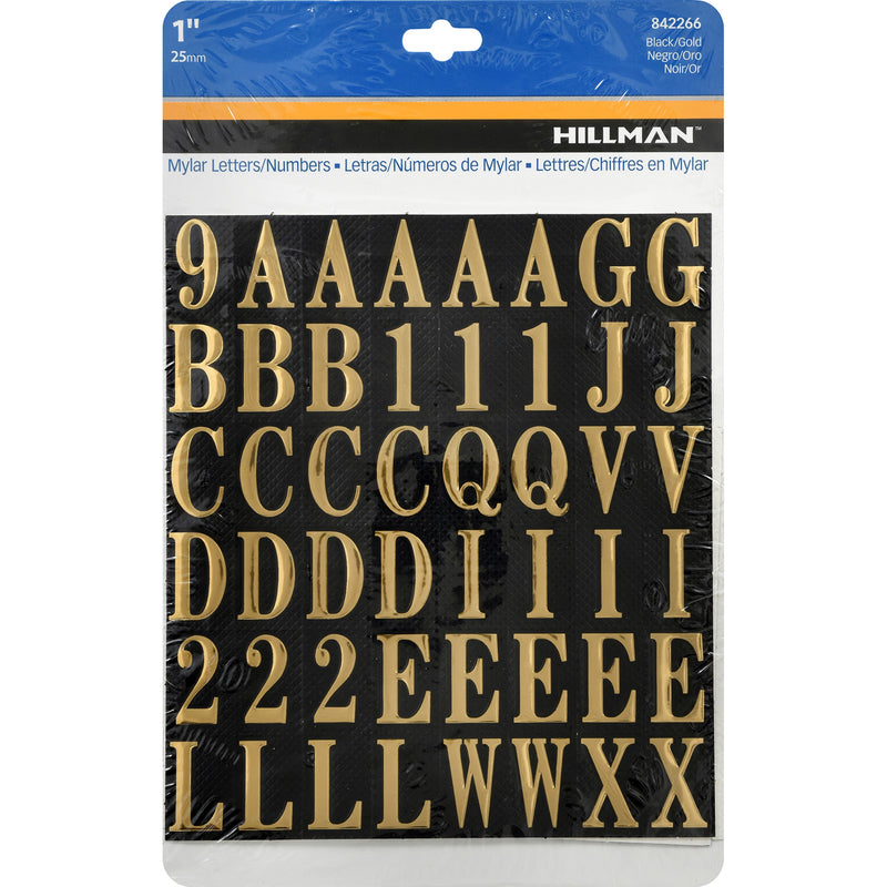 HILLMAN - Hillman 1 in. Gold Vinyl Self-Adhesive Letter and Number Set 0-9, A-Z 112 pc - Case of 6