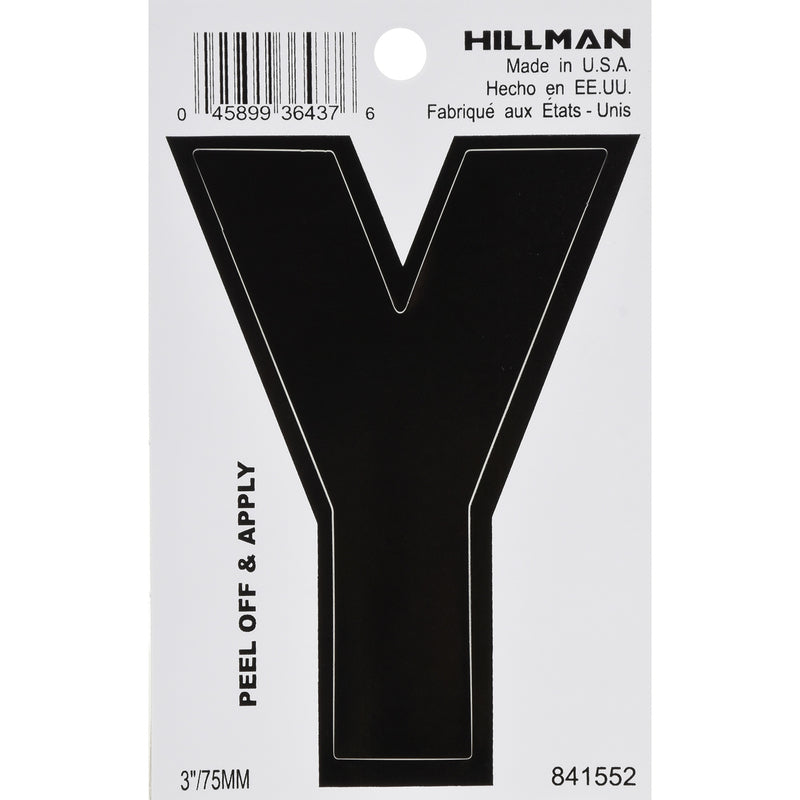 HILLMAN - Hillman 3 in. Black Vinyl Self-Adhesive Letter Y 1 pc - Case of 6