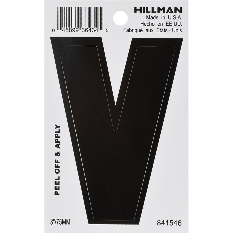 HILLMAN - Hillman 3 in. Black Vinyl Self-Adhesive Letter V 1 pc - Case of 6