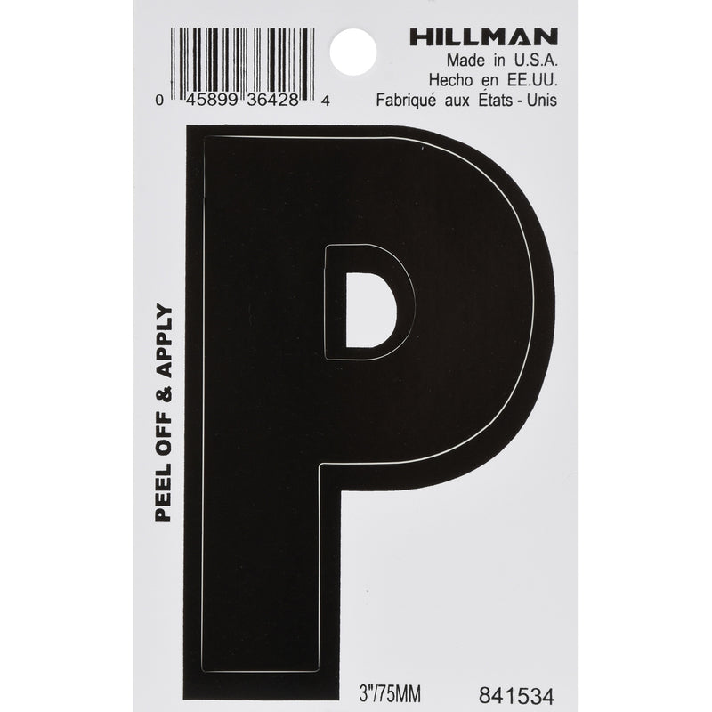 HILLMAN - Hillman 3 in. Black Vinyl Self-Adhesive Letter P 1 pc - Case of 6