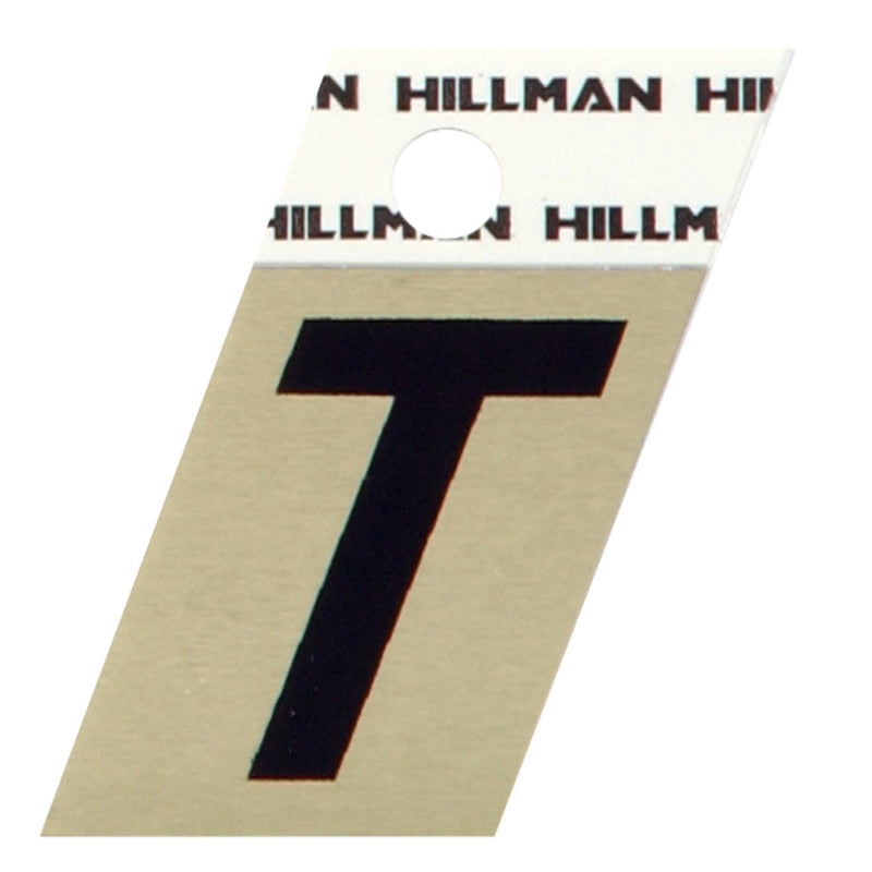 HILLMAN - Hillman 1.5 in. Reflective Black Aluminum Self-Adhesive Letter T 1 pc - Case of 6