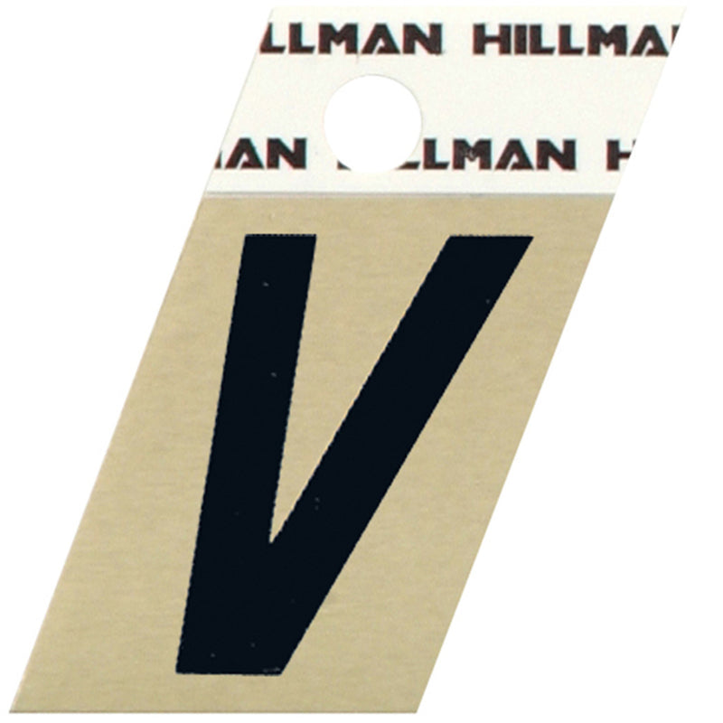 HILLMAN - Hillman 1.5 in. Black Aluminum Self-Adhesive Letter V 1 pc - Case of 6