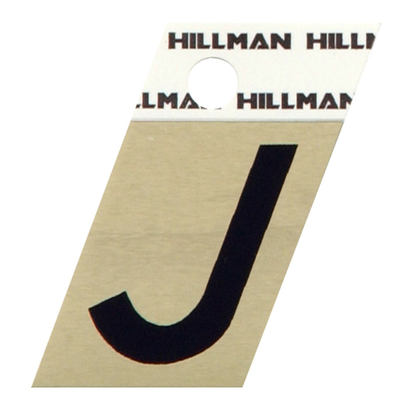 HILLMAN - Hillman 1.5 in. Black Aluminum Self-Adhesive Letter J 1 pc - Case of 6