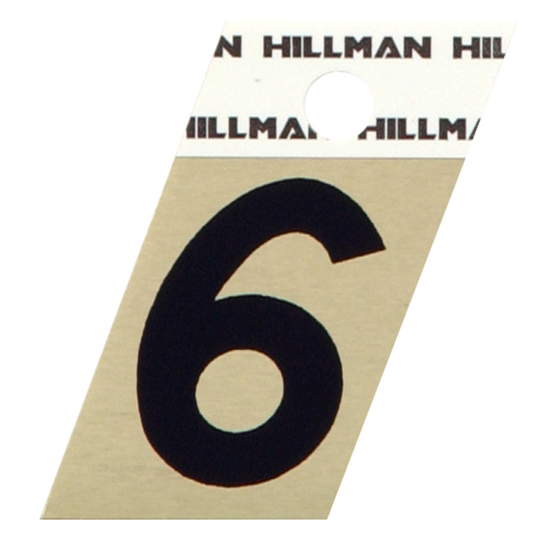 HILLMAN - Hillman 1.5 in. Reflective Black Aluminum Self-Adhesive Number 6 1 pc - Case of 6