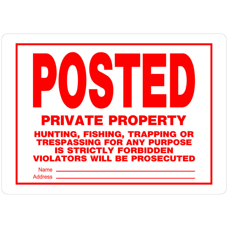 HILLMAN - Hillman English White Private Property Sign 10 in. H X 14 in. W - Case of 6