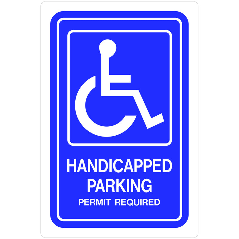 HILLMAN - Hillman English Blue Handicap Sign 18 in. H X 12 in. W - Case of 5