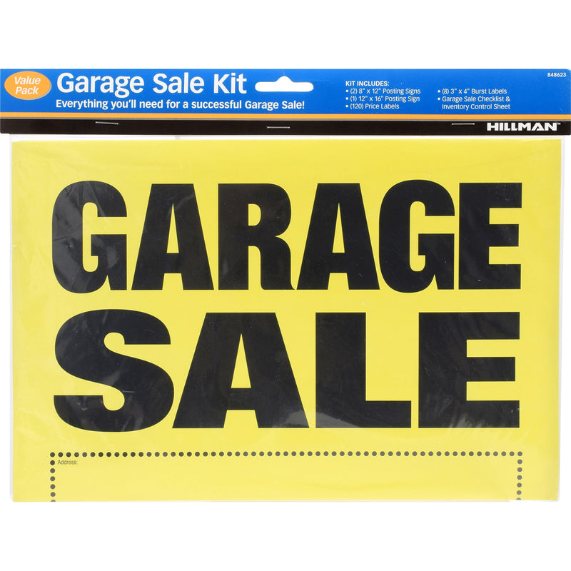 HILLMAN - Hillman English Yellow Garage Sale Sign Kit 8 in. H X 12 in. W - Case of 5