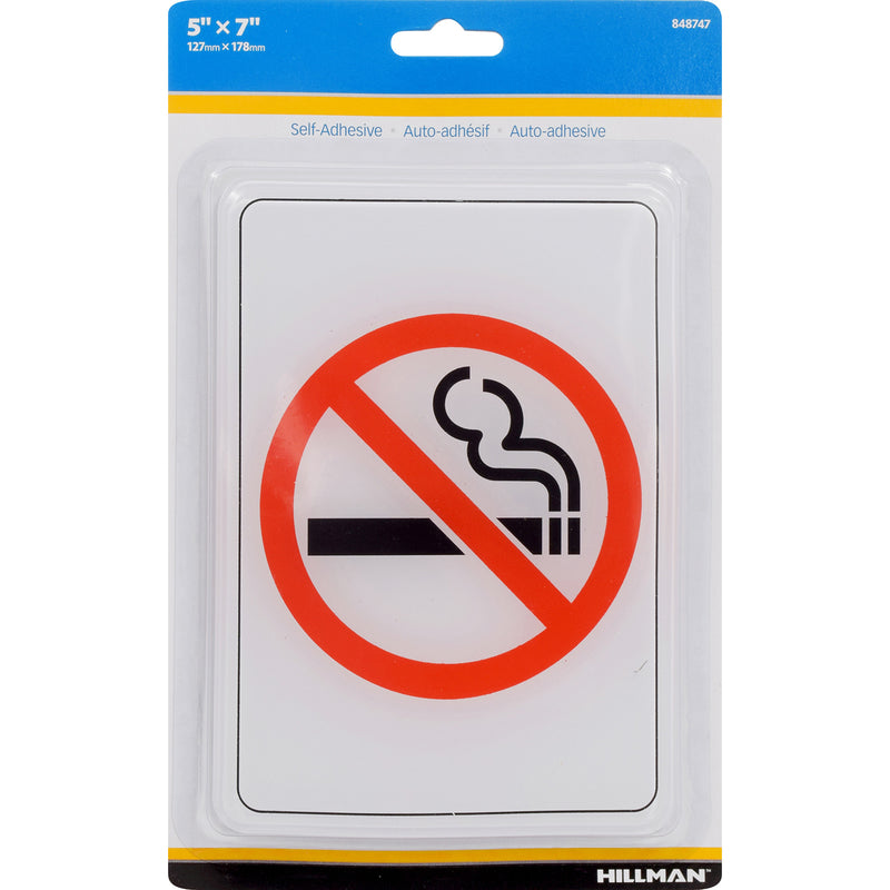 HILLMAN - Hillman English White No Smoking Sign 7 in. H X 5 in. W - Case of 6