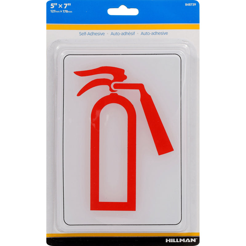 HILLMAN - Hillman English White Fire Extinguisher Sign 7 in. H X 5 in. W - Case of 6 [848739]