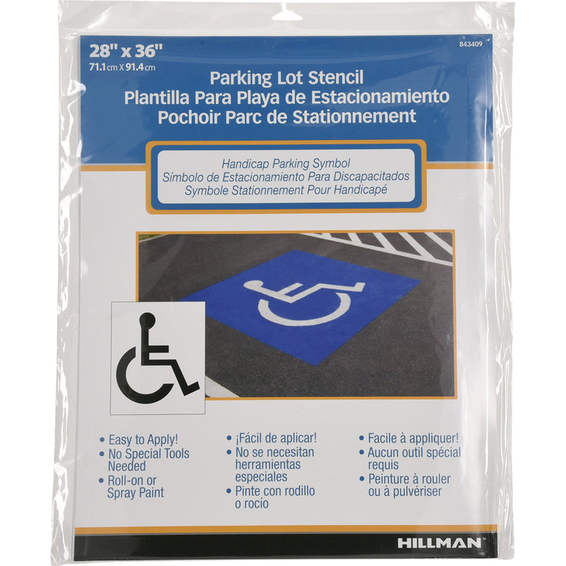 HILLMAN - Hillman English White Handicap Parking Lot Stencil 36 in. H X 28 in. W