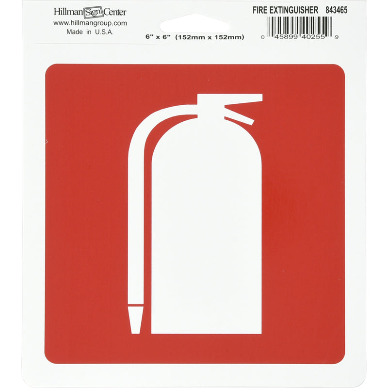 HILLMAN - Hillman English Red/White Fire Extinguisher Sign 6 in. H X 6 in. W - Case of 6