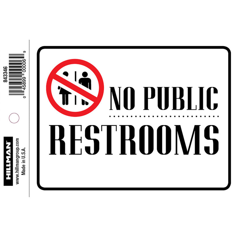 HILLMAN - Hillman English White Restroom Sign 4 in. H X 6 in. W - Case of 6