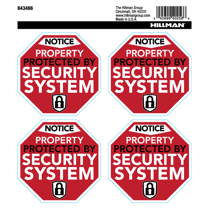 HILLMAN - Hillman English Red Security Decal 6 in. H X 6 in. W - Case of 6