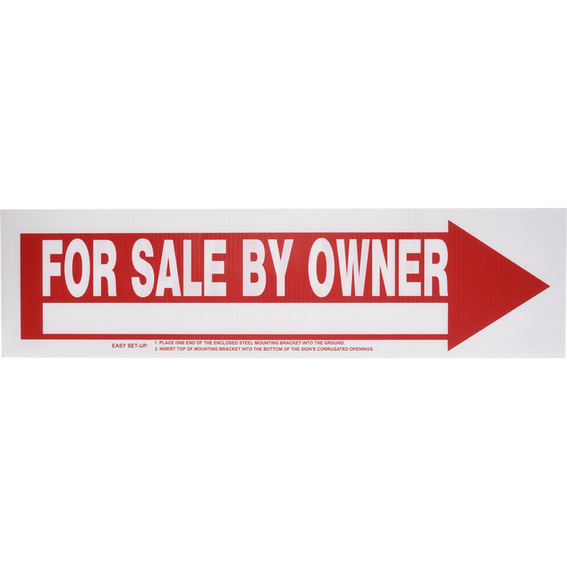 HILLMAN - Hillman English Red/White For Sale Sign 6 in. H X 24 in. W - Case of 6