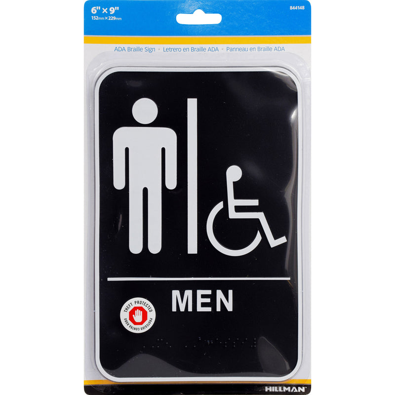 HILLMAN - Hillman English Black Restroom Plaque 9 in. H X 6 in. W - Case of 3 [844148]