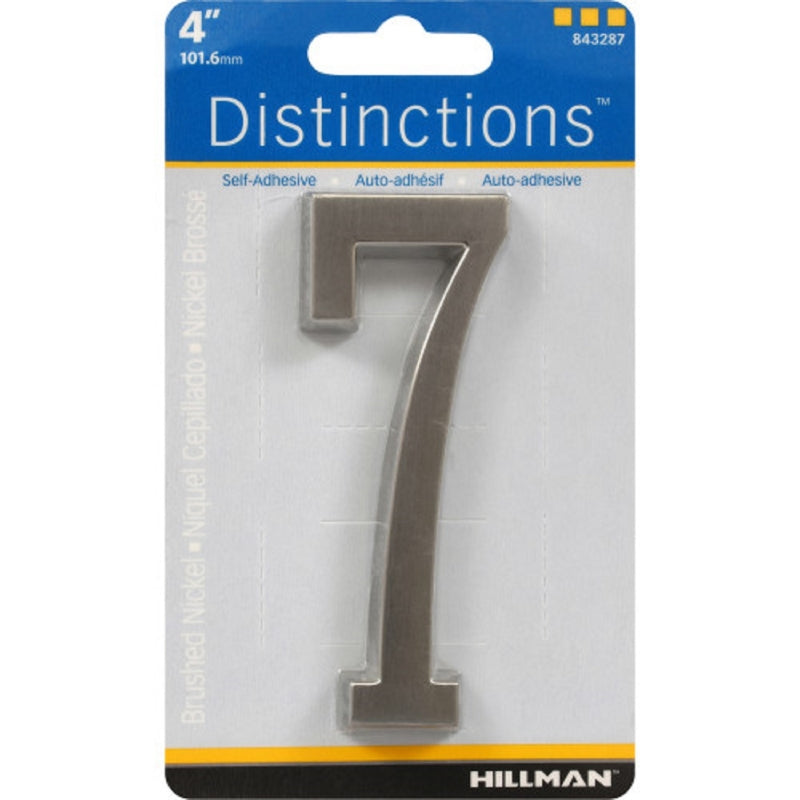 HILLMAN - Hillman Distinctions 4 in. Silver Zinc Die-Cast Self-Adhesive Number 7 1 pc - Case of 3