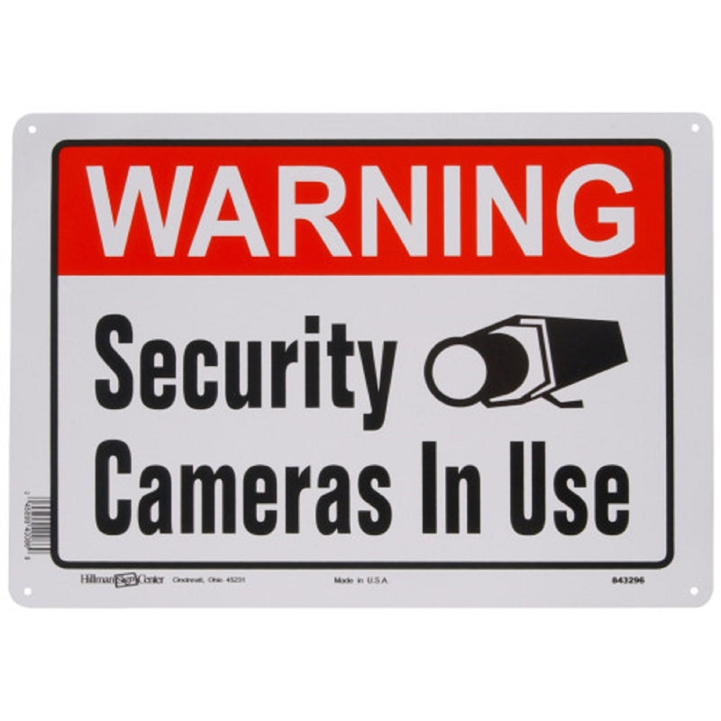 HILLMAN - Hillman English White Security Sign 10 in. H X 14 in. W - Case of 6 [843296]