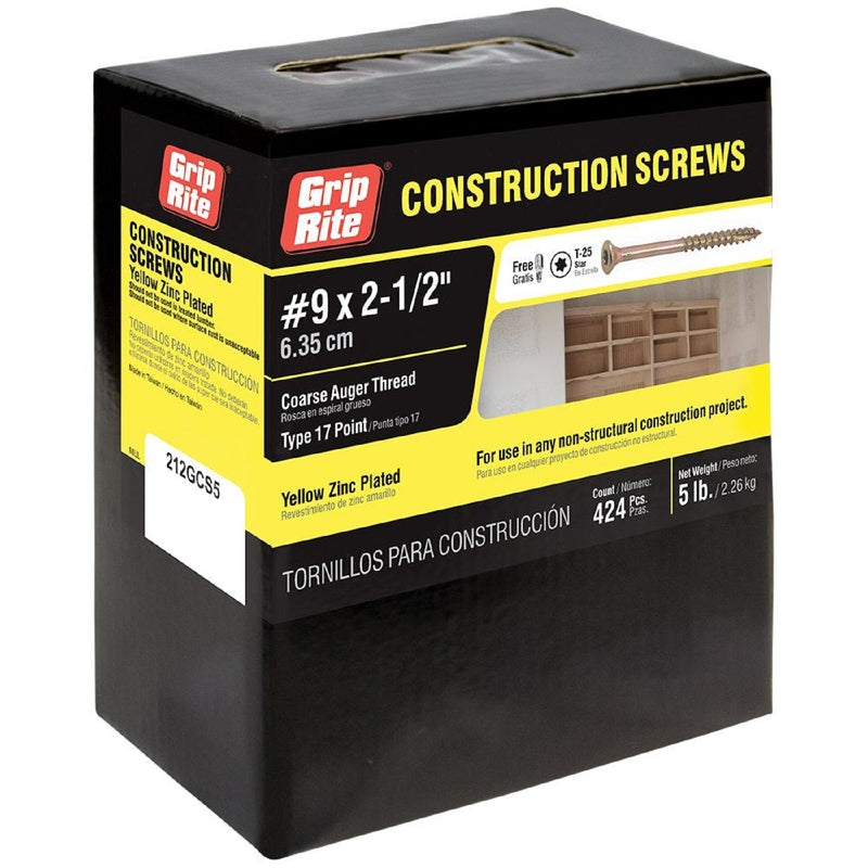 GRIP-RITE - Grip-Rite No. 9 X 2-1/2 in. L Star Flat Head Construction Screws 5 lb 424 pk