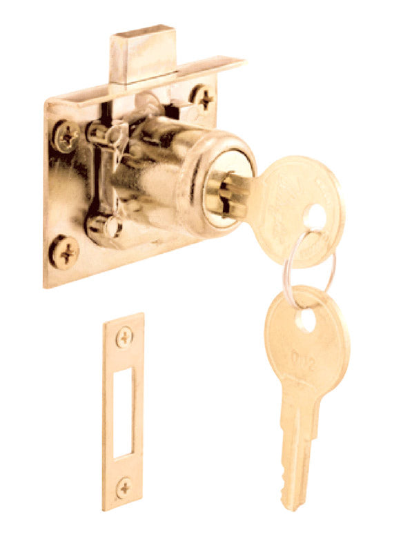 PRIME-LINE - Prime-Line Bright Brass Gold Steel Cabinet/Drawer Lock [U10666]