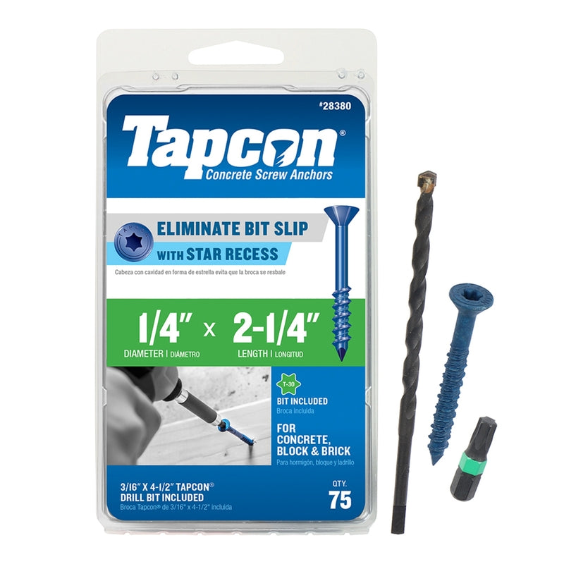 TAPCON - Tapcon 2-1/4 in. L Star Flat Head Concrete Screws 75 pk [28380]