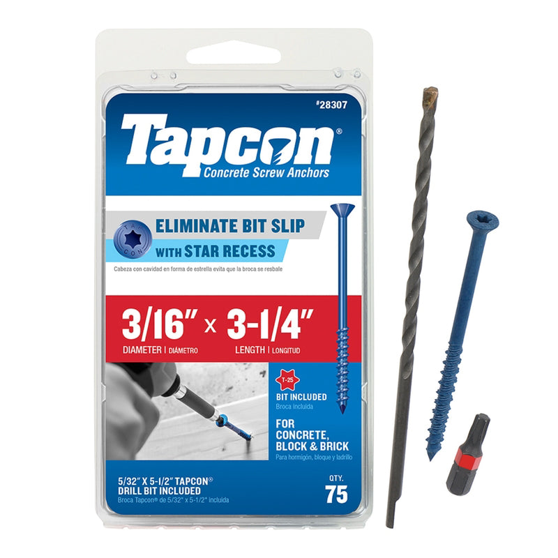 TAPCON - Tapcon 3-1/4 in. L Star Flat Head Concrete Screws 75 pk