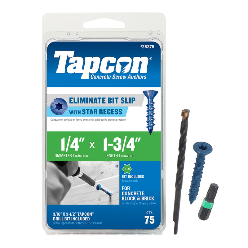 TAPCON - Tapcon 1-3/4 in. L Star Flat Head Concrete Screws 75 pk [28375]