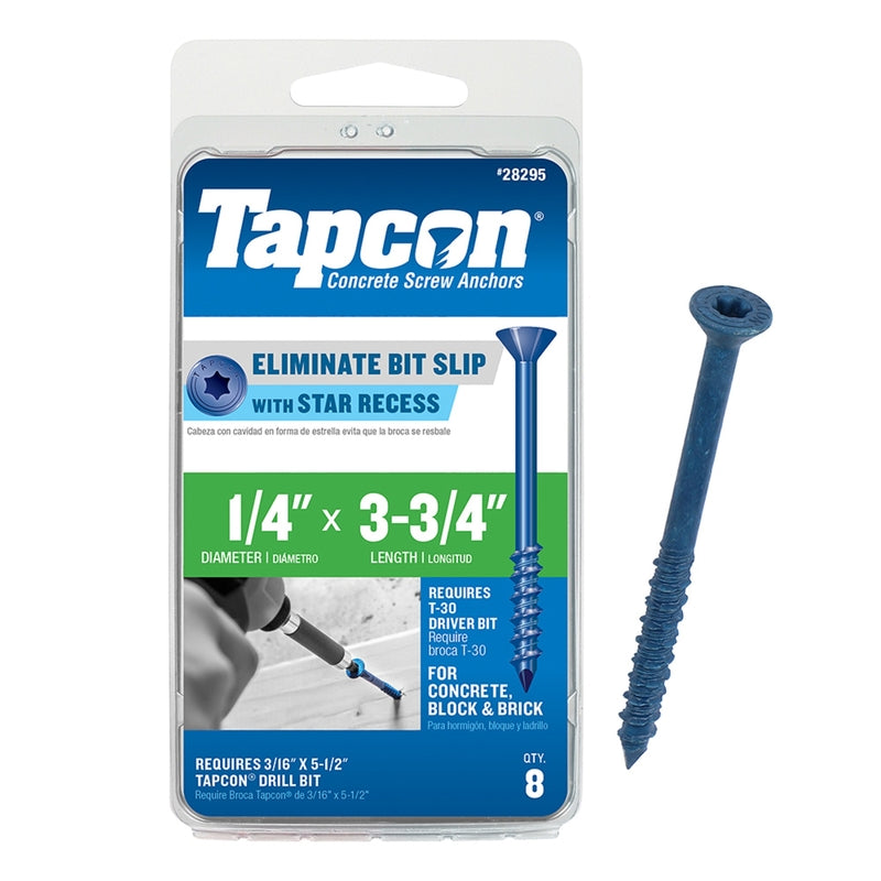 TAPCON - Tapcon 3-3/4 in. L Star Flat Head Concrete Screws 8 pk