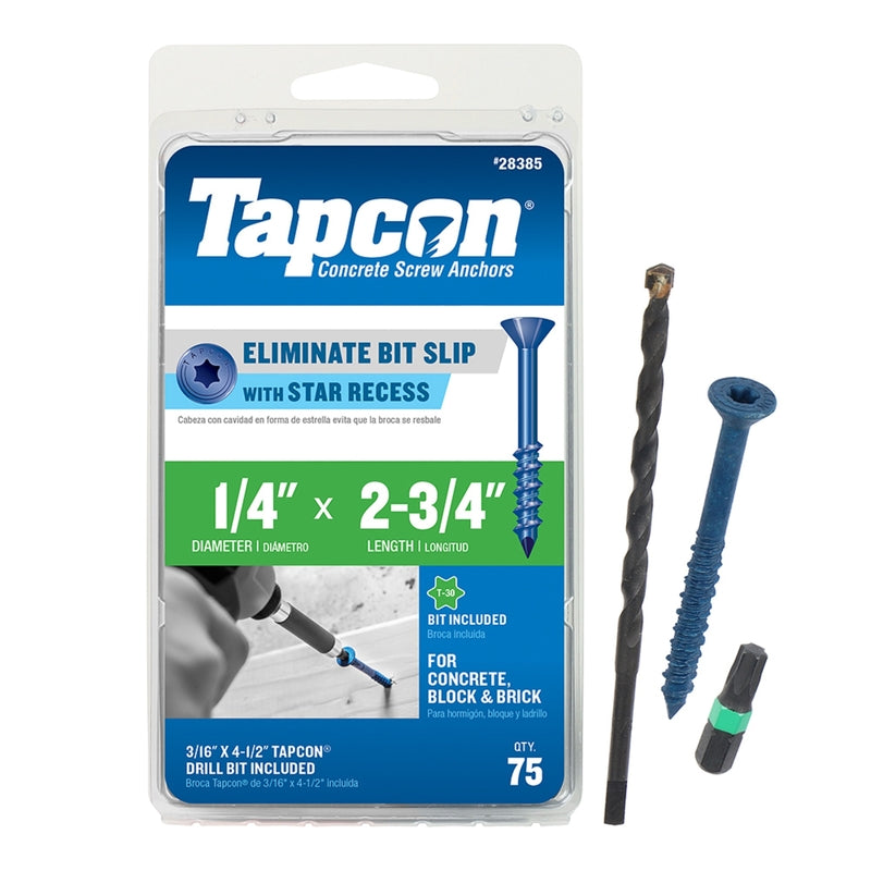 TAPCON - Tapcon 2-3/4 in. L Star Flat Head Concrete Screws 75 pk [28385]