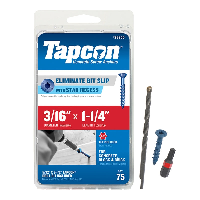 TAPCON - Tapcon 1-1/4 in. L Star Flat Head Concrete Screws 75 pk