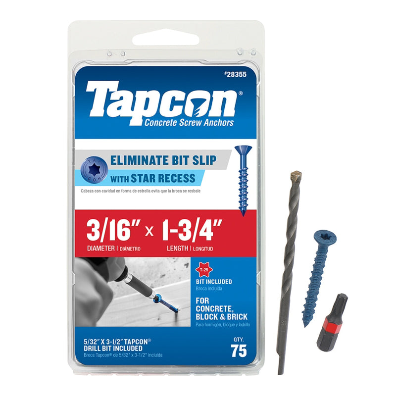 TAPCON - Tapcon 1-3/4 in. L Star Flat Head Concrete Screws 75 pk [28355]