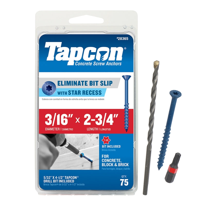 TAPCON - Tapcon 2-3/4 in. L Star Flat Head Concrete Screws 75 pk [28365]