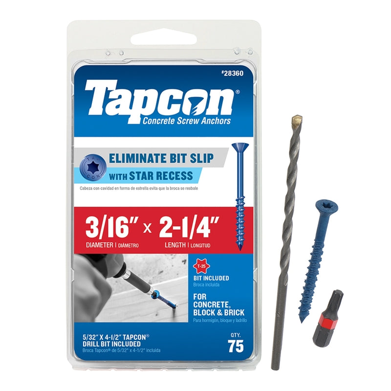 TAPCON - Tapcon 2-1/4 in. L Star Flat Head Concrete Screws 75 pk [28360]