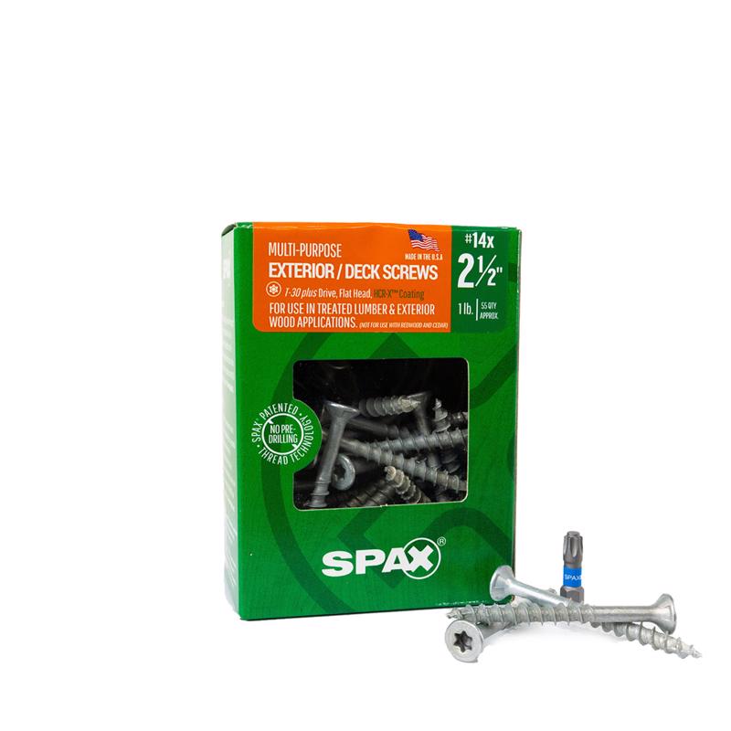 SPAX - SPAX Multi-Material No. 14 Label X 2-1/2 in. L T30+ Flat Head Construction Screws 1 lb 55 pk - Case of 5