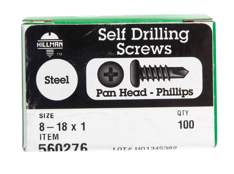 HILLMAN - Hillman No. 8-18 X 1 in. L Phillips Pan Head Self- Drilling Screws 100 pk