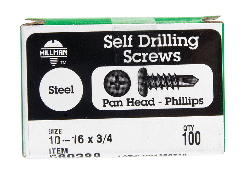 HILLMAN - Hillman No. 10-16 X 3/4 in. L Phillips Pan Head Self- Drilling Screws 100 pk