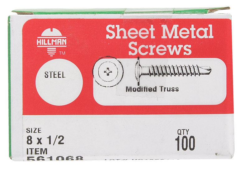 HILLMAN - Hillman No. 8 X 1/2 in. L Phillips Truss Head Self- Drilling Screws 100 pk